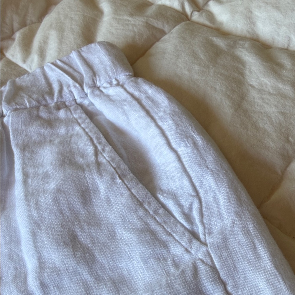 Size L J Crew White All linen shorts w side pockets - Picture 3 of 5